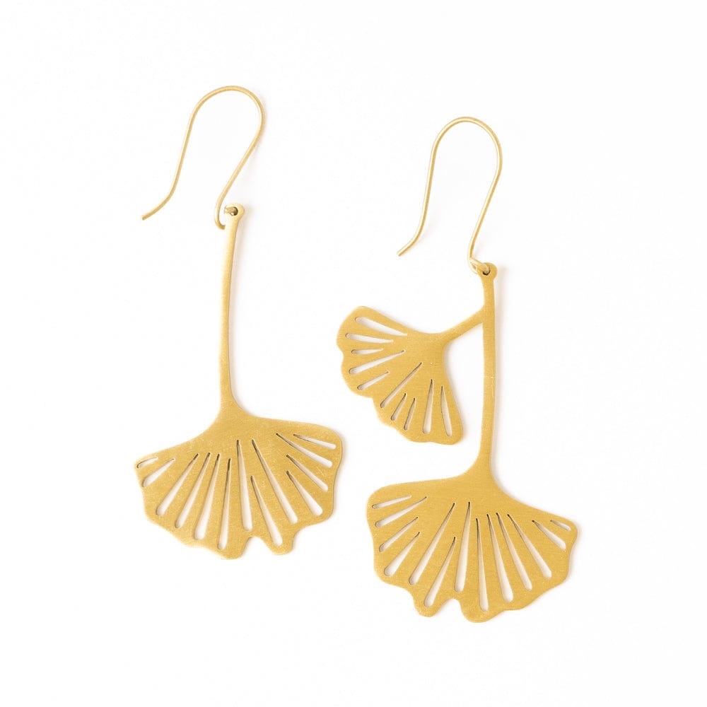 INK+ALLOY Ginkgo Leaf Earrings Brass